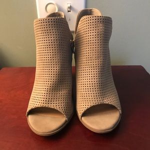 Taupe Peep Toe Booties